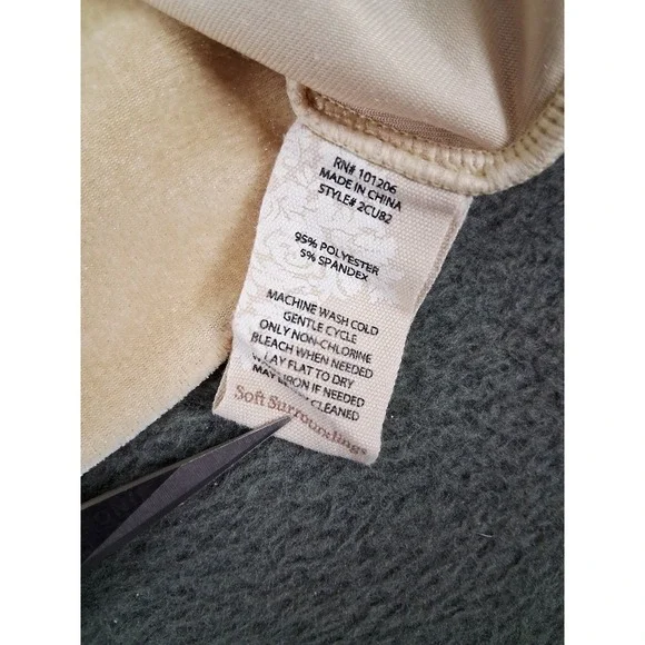 Soft Surroundings Sweater Womens Large Beige Velvet Off Shoulder Long Sleeve Top - Picture 7 of 9